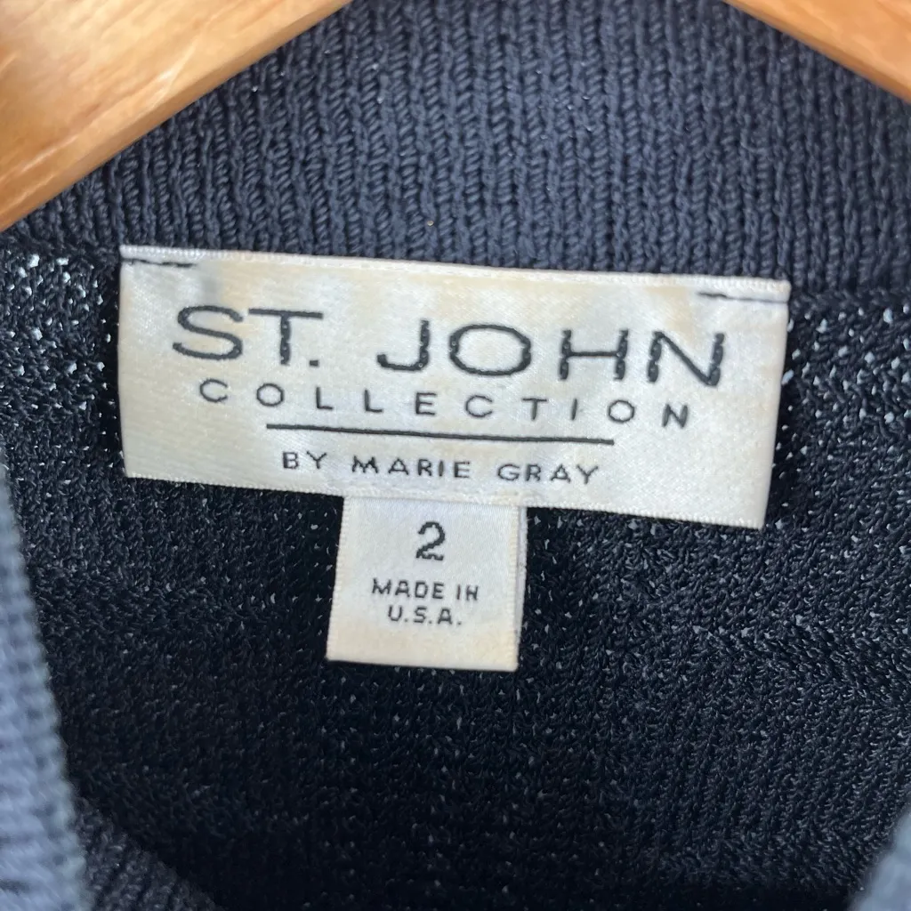 St. John women’s Santana knit front zip long sleeve tunic jacket vintage size 2 - Image 2
