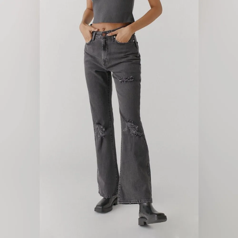 Urban Outfitters BDG Jeans High Rise Flare Black Distressed 28 - Image 3