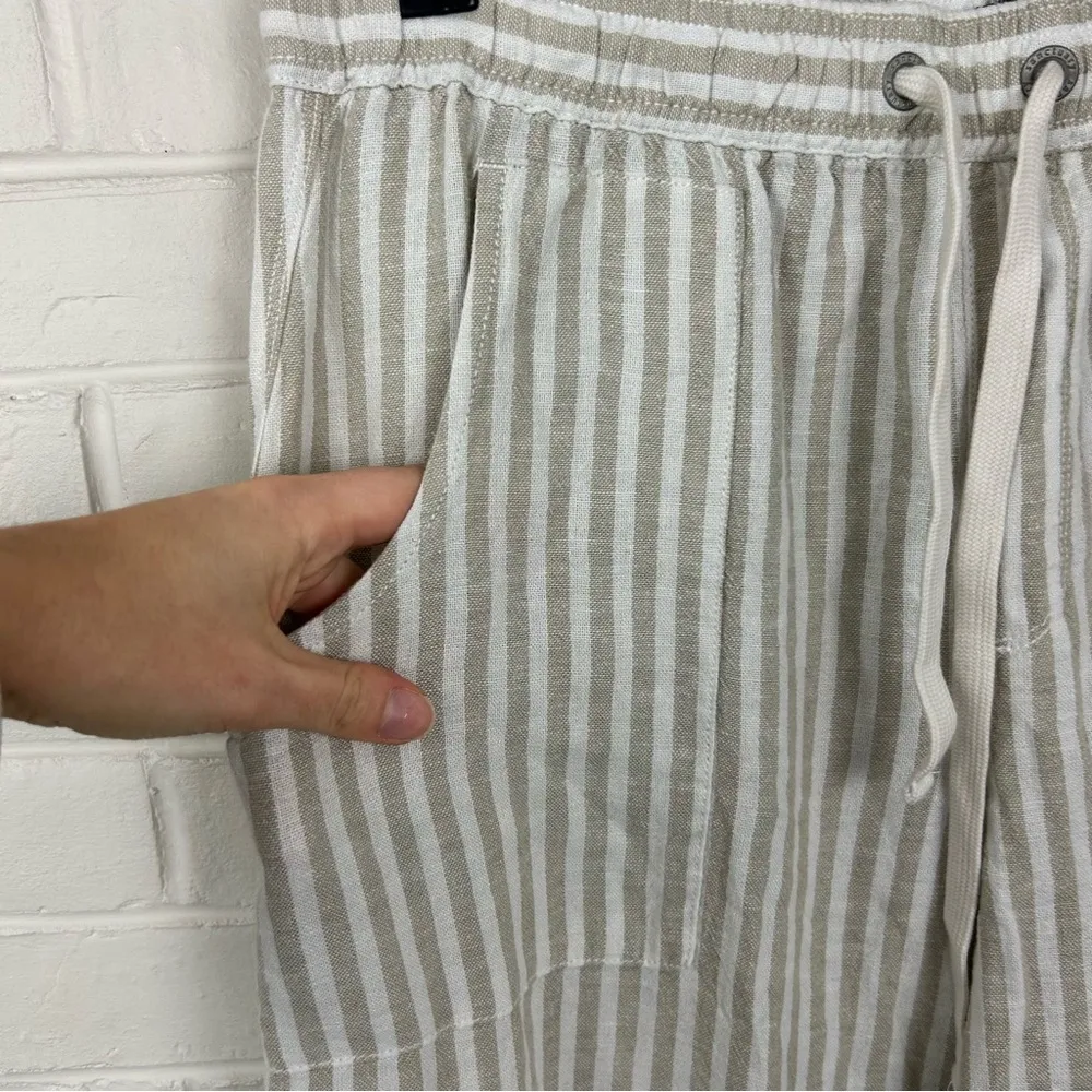 Sanctuary X Anthropologie Discoverer Neutral Linen Stripe Cargo Pants Size L - Image 9