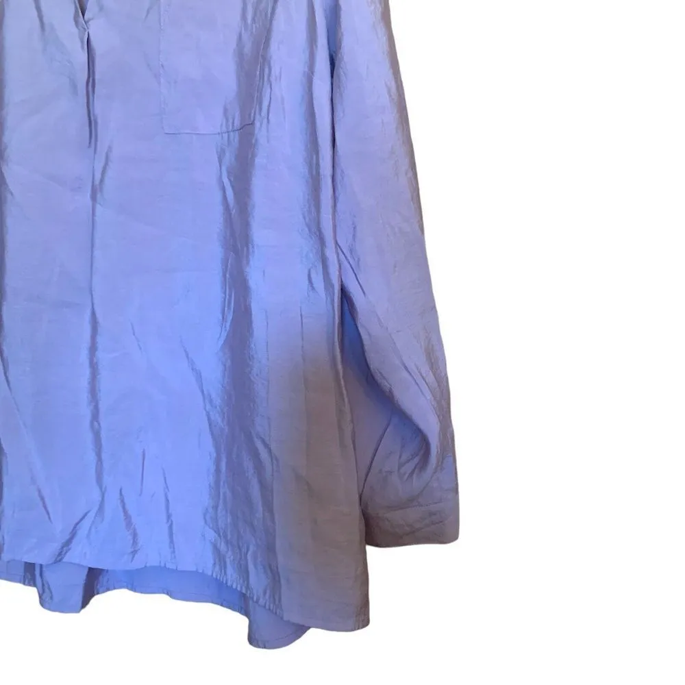 J. Jill Womens Size Large Purple Split Neck Collared Popover Blouse Shirt Top - Image 4