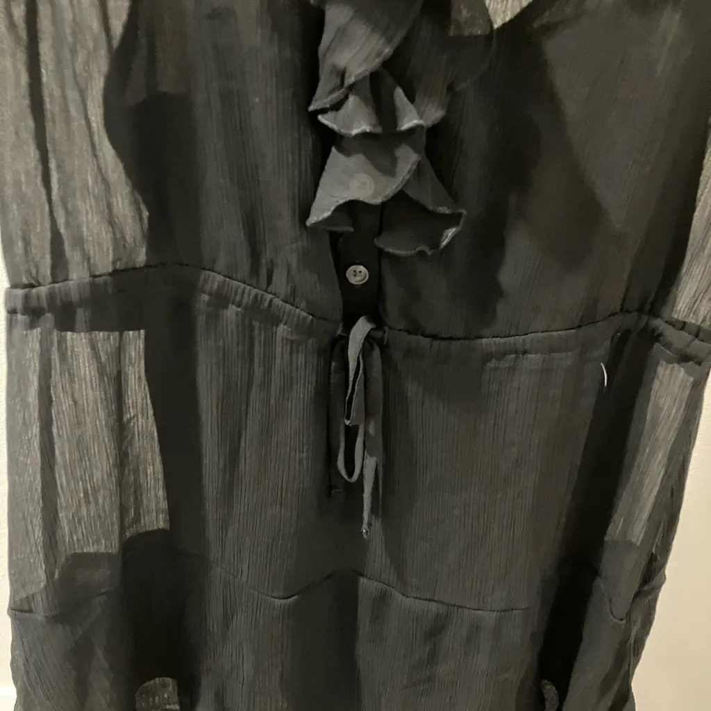 Old Navy Black Sheer Dress ruffles tiered hem - Image 4