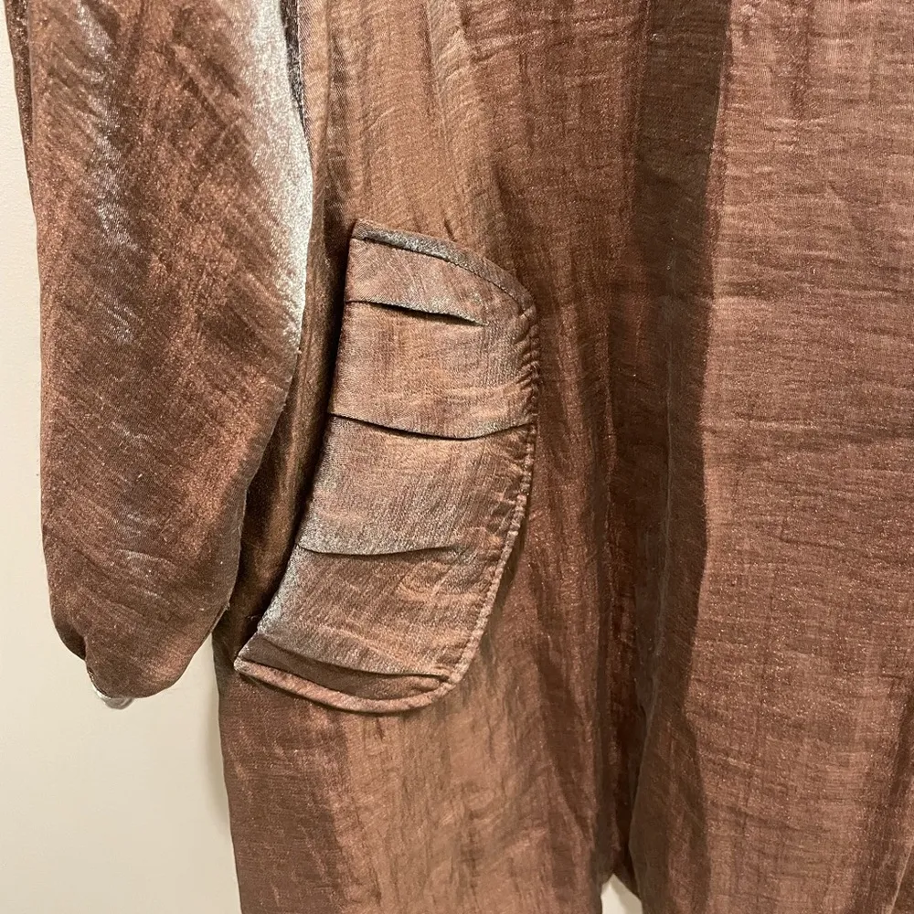 Brown Oversized Blouse with 3/4 Sleeves and Peter Pan Collar Size 3X - Image 6