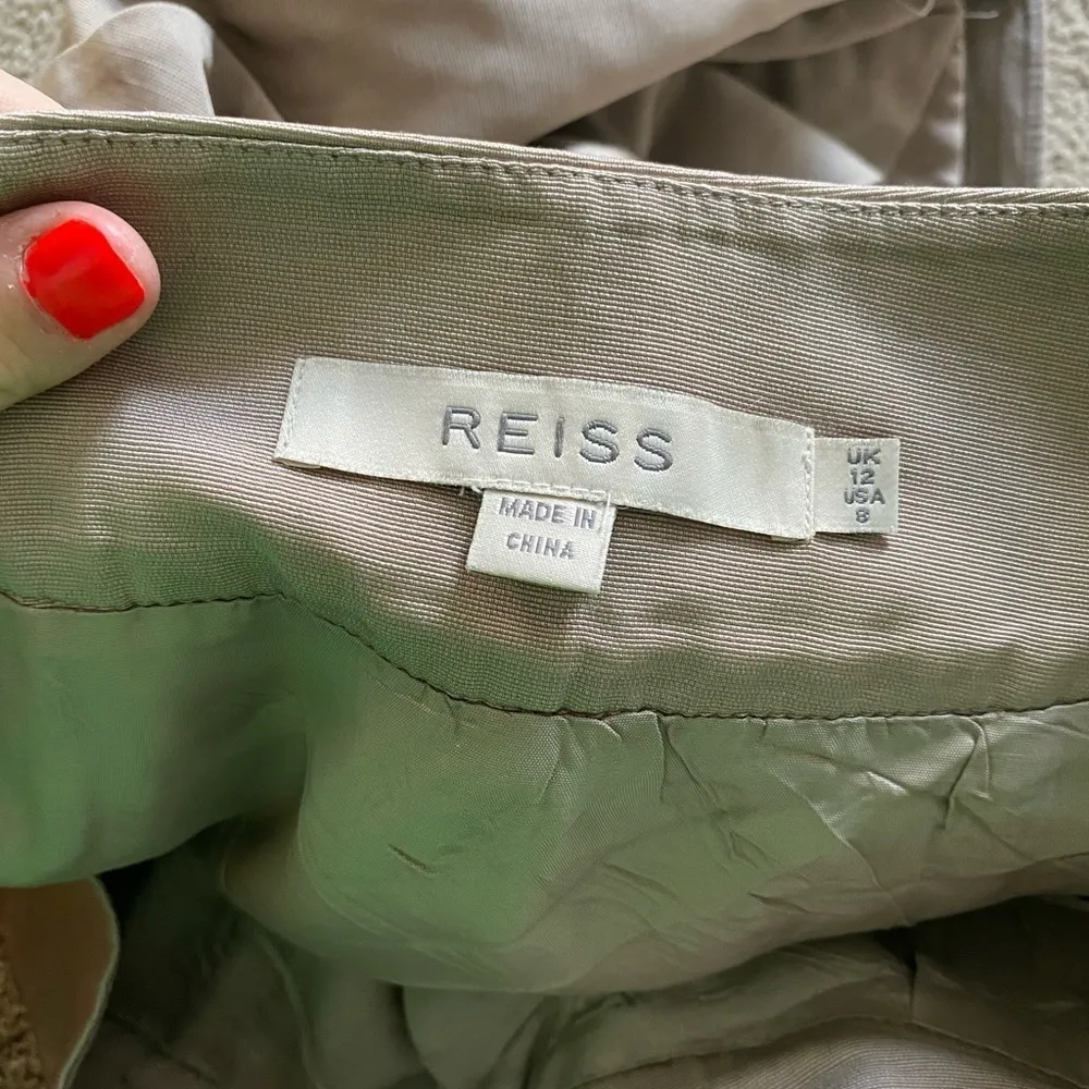 Reiss silk wool blend ruffle mini skirt tan luxury - Image 4