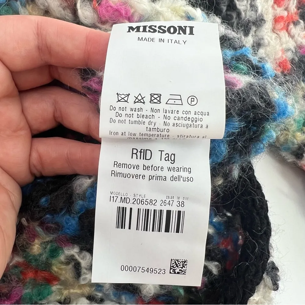 Missoni boucle mohair wool sweater sz 38 multicolor open weave - Image 9