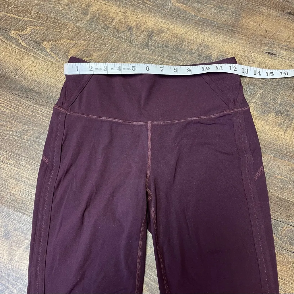 Athleta Peekaboo 7/8 Tight Leggings Womens Small Wine High Rise Mesh Yoga - Image 3