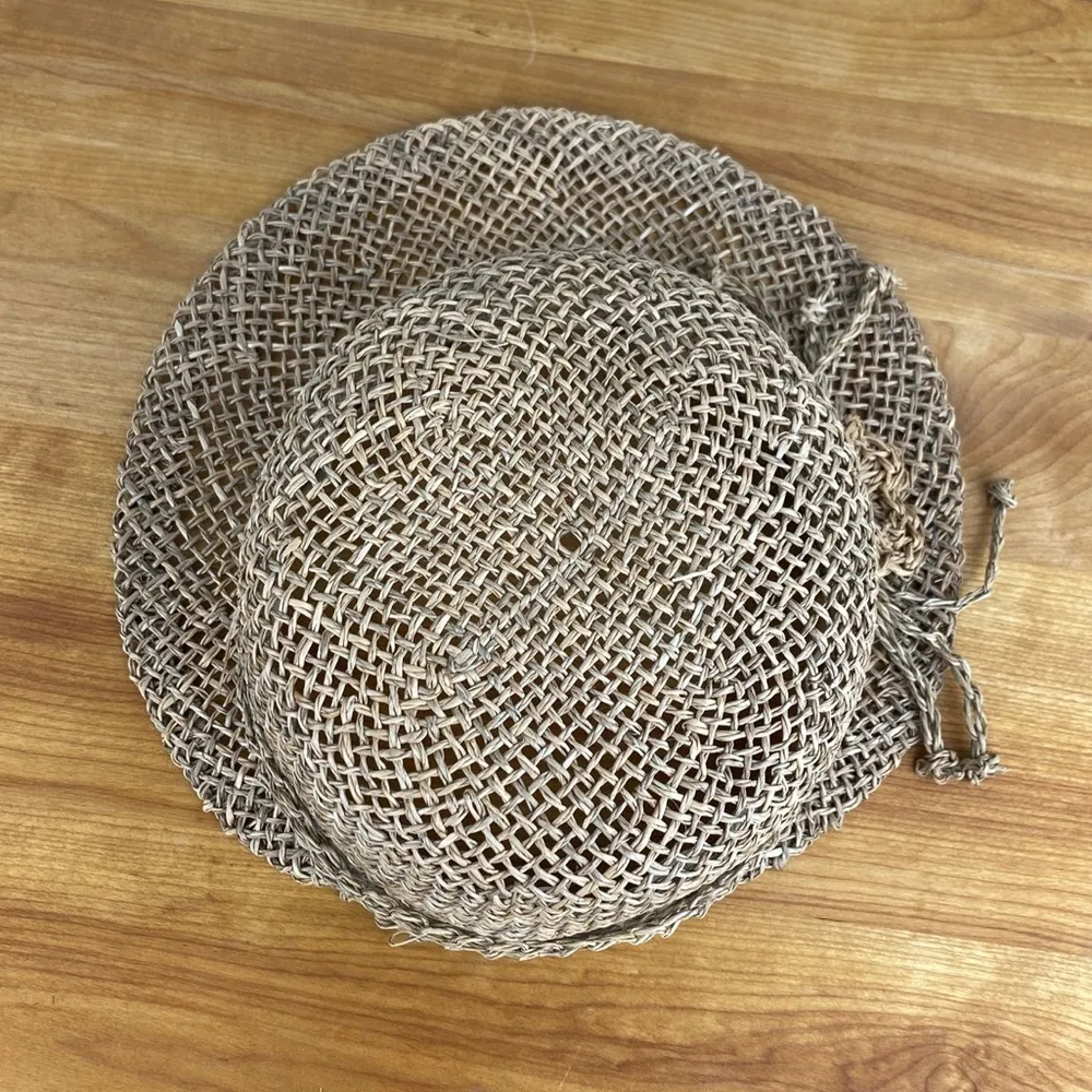 Women’s Natural Woven Straw Sun Hat Wide Brim Summer Garden Outdoor Flower Tan - Image 3