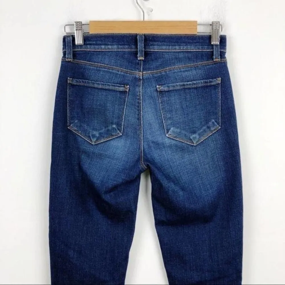 L'AGENCE Rachel Ripped Crop Slim Fit Blue Slouch Cuffed Jeans Size 24 Stretch - Image 12