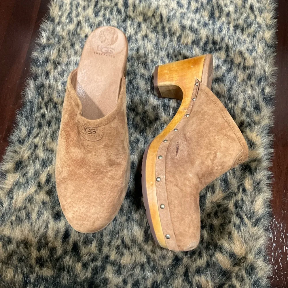 UGG ABBIE CHESTNUT SUEDE CLOGS - Image 2