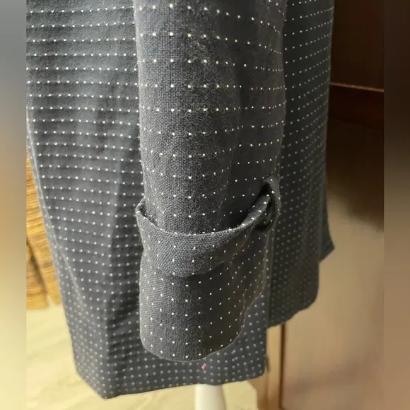 Hale Bob polka dot blue long ruffle front 3/4 jacket sz‎ Small - Image 3