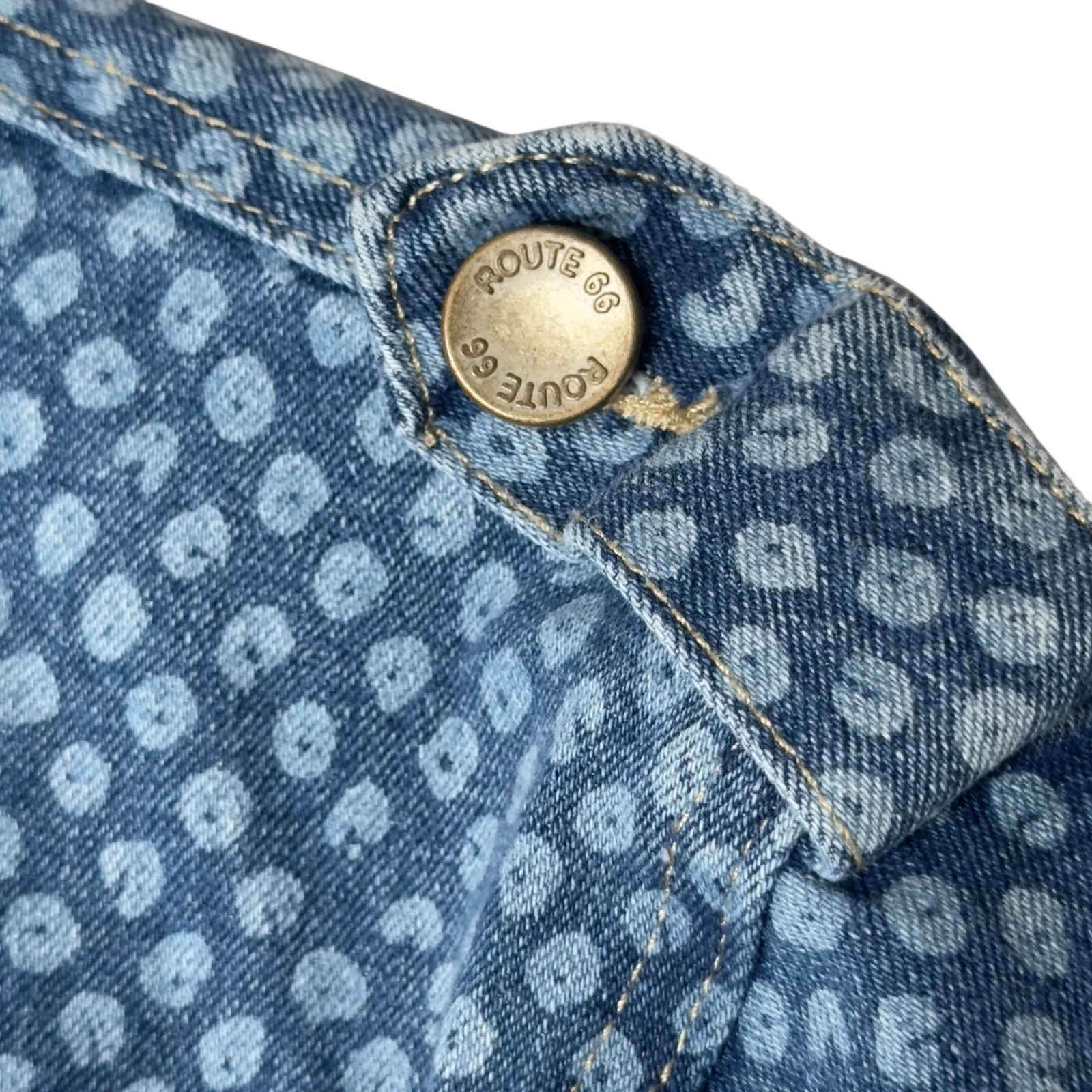 Route 66  Denim Jacket Blue Dot Print Button Front Collared Women XL - Image 3