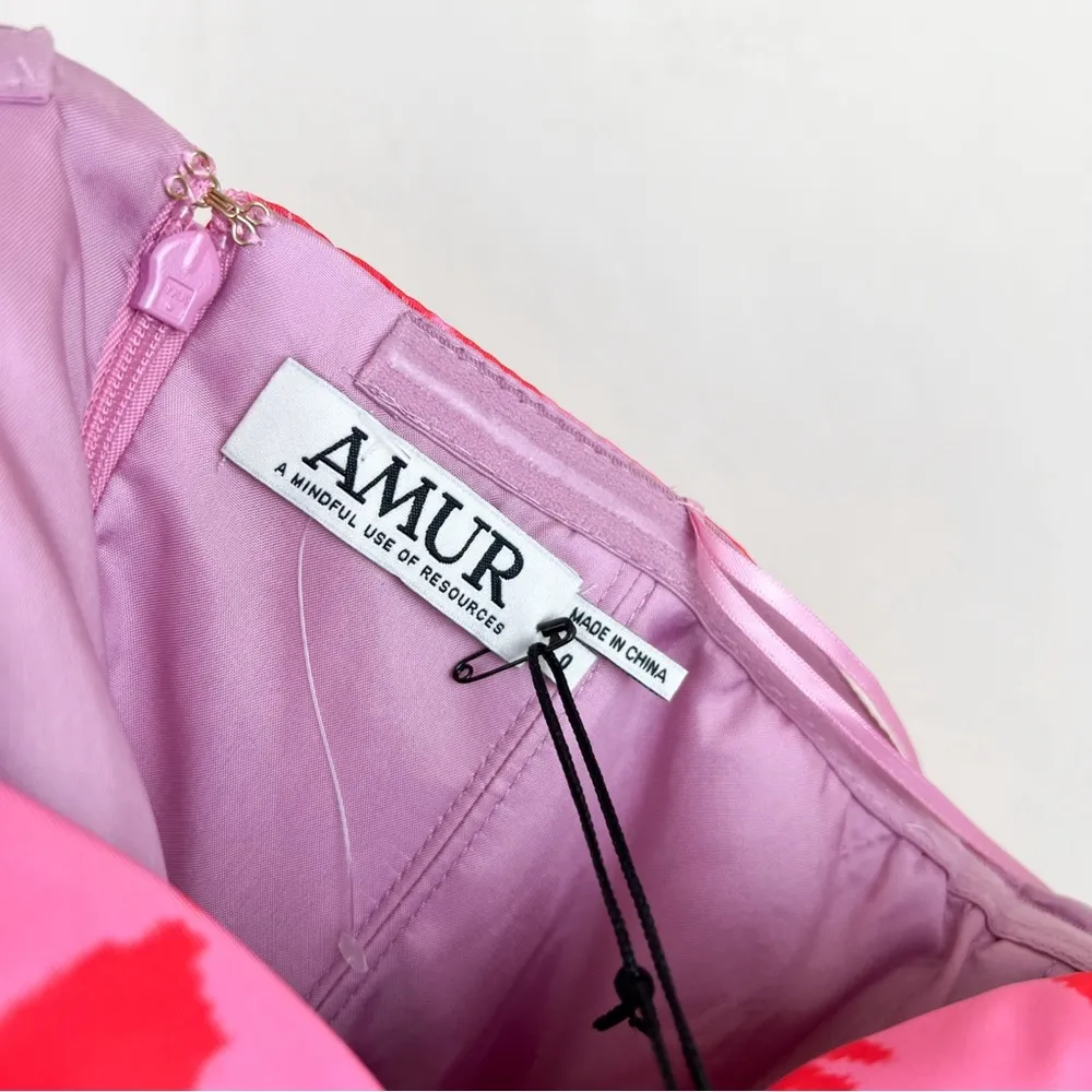 AMUR Micaela Sweetheart Printed Midi Dress in Plumeria Pink Abstract Floral - Image 13