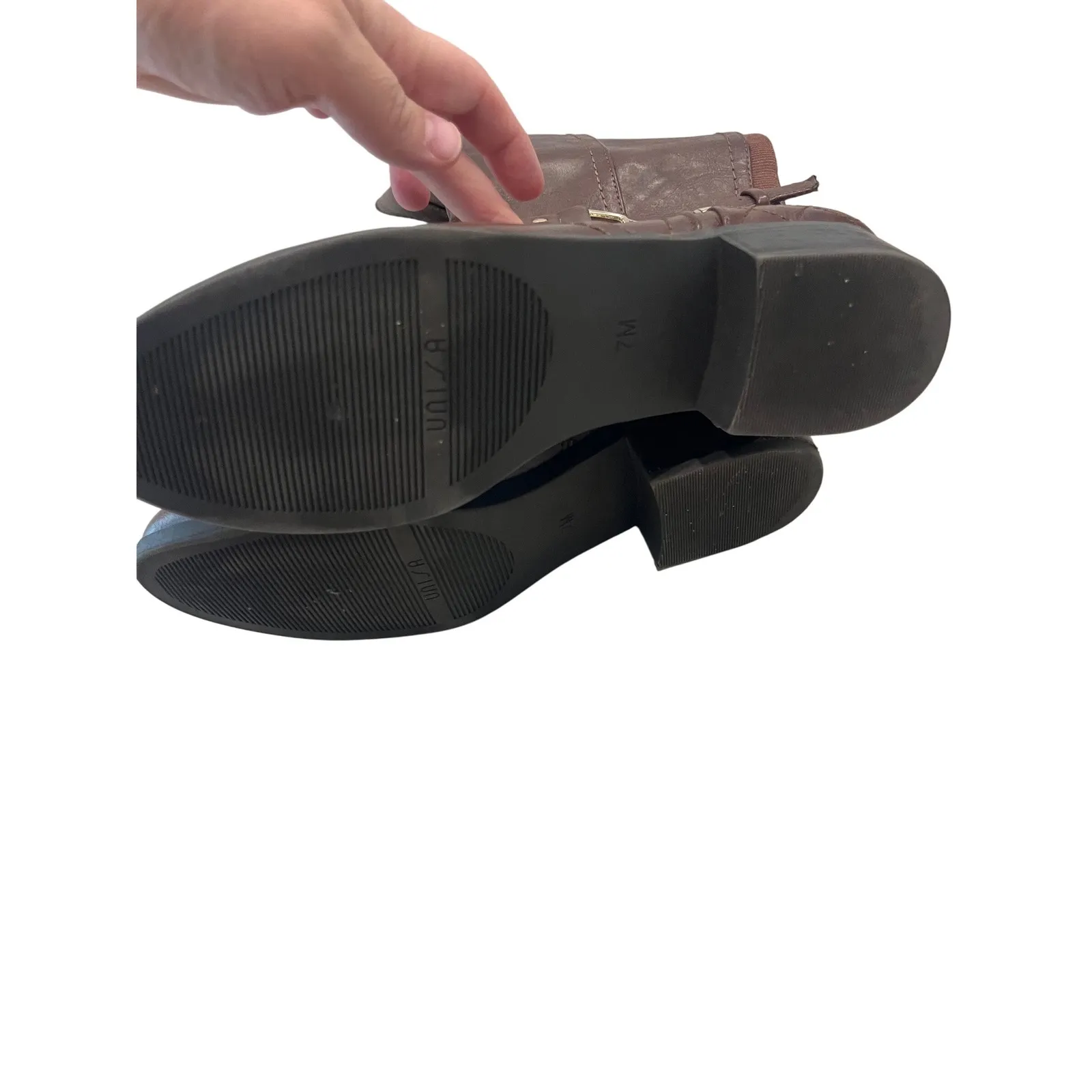 Tall Brown, ridging style gold buckle boots 7 - Image 4