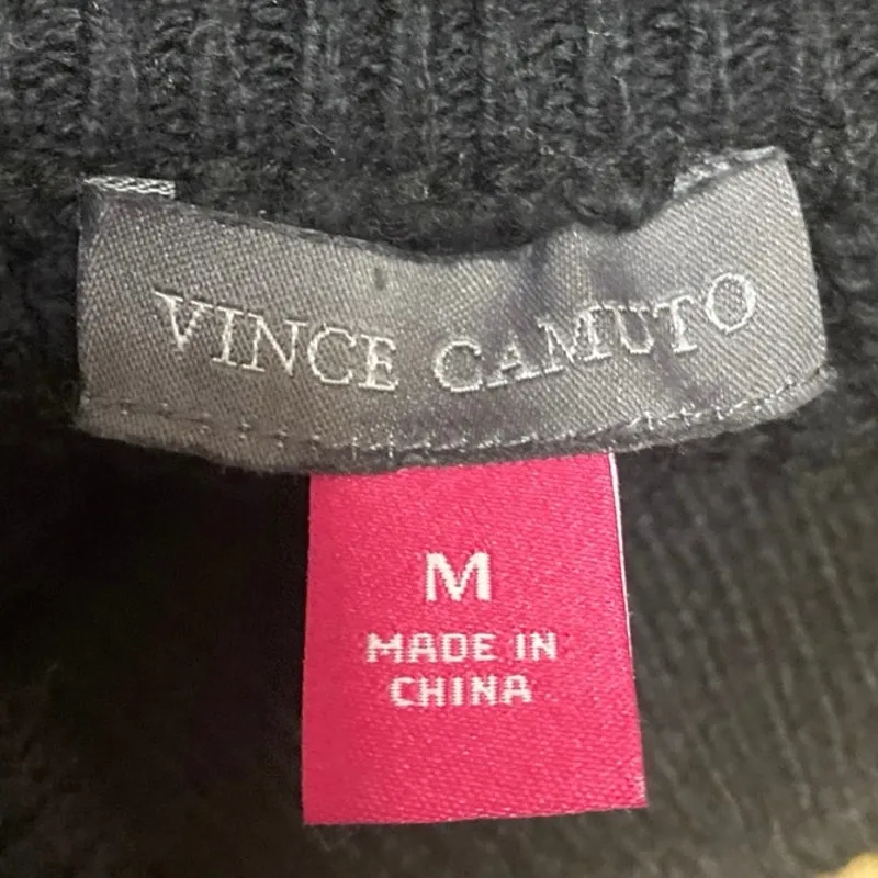 Vince Camuto Women's Black Long Sleeve Mock Neck Ribbed Knit Sweater Top Size M - Image 3