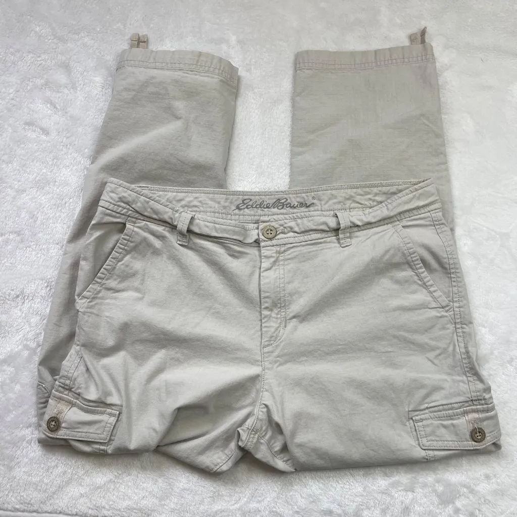 Eddie‎ Bauer Cropped Cargo Pants Women's 12 TALL Khaki Outdoors Hiking Casual - Image 8