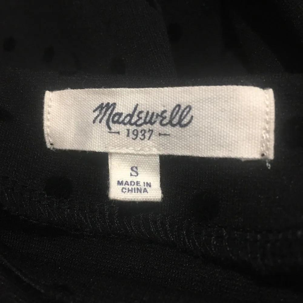 Madewell Velvet Polka Dot Dress Sz S Sleeveless Short Little Black Dress - Image 7