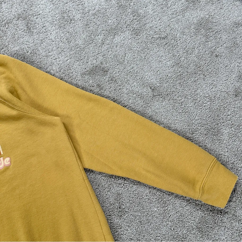 alpenglow Women’s Happiest Outside Crewneck Sweatshirt Longsleeve in Mustard XL Yellow - Image 6
