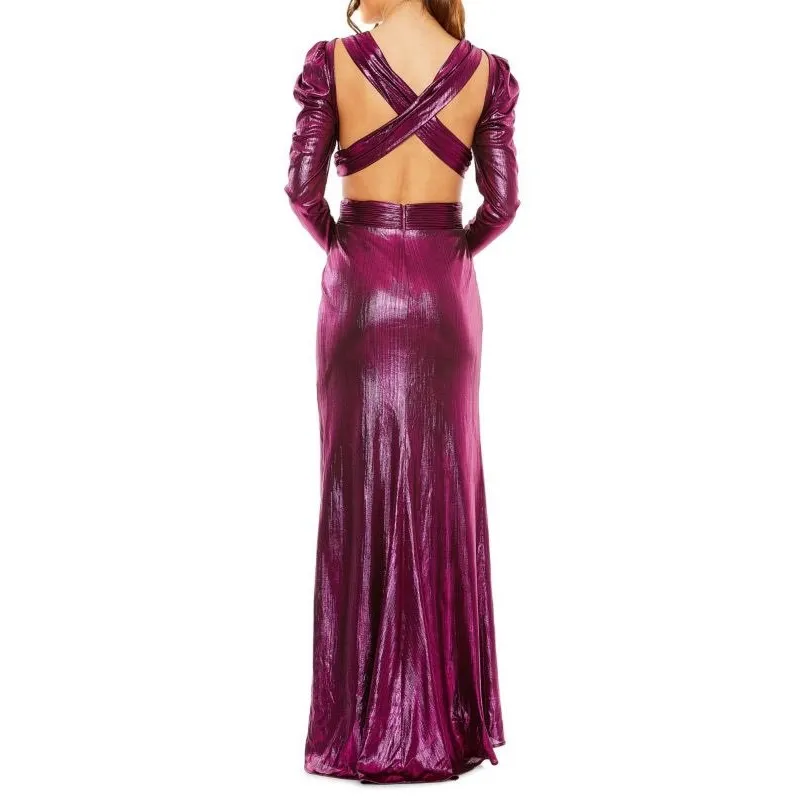 Ieena for Mac Duggal Cutout Metallic Gown - Image 2