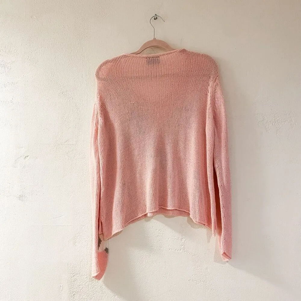 Wooden Ships Seeing Stars Pullover Knit Sweater in Gray Pink Medium - Image 2