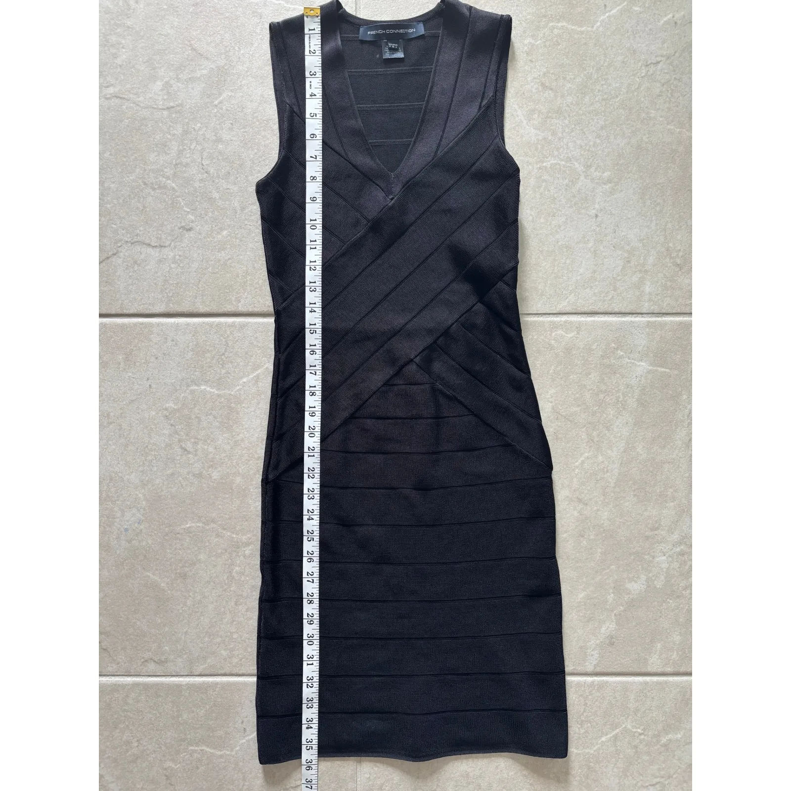 French‎ Connection Dress Womens 4 Black Bandage Midi Y2K Party Event Romantic - Image 8