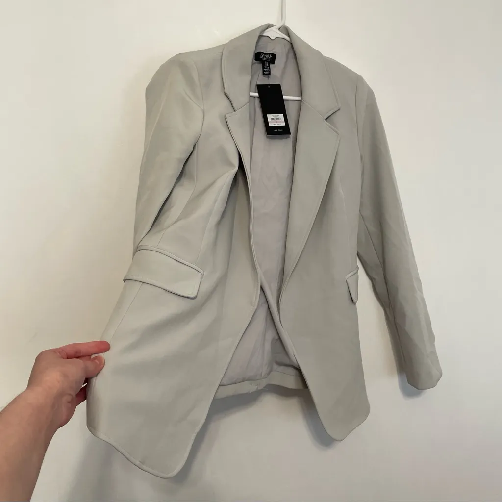NEW NWT JONES NEW YORK SIGNATURE JNY Light Gray Open Notch Lapel Blazer Jacket 6 - Image 6