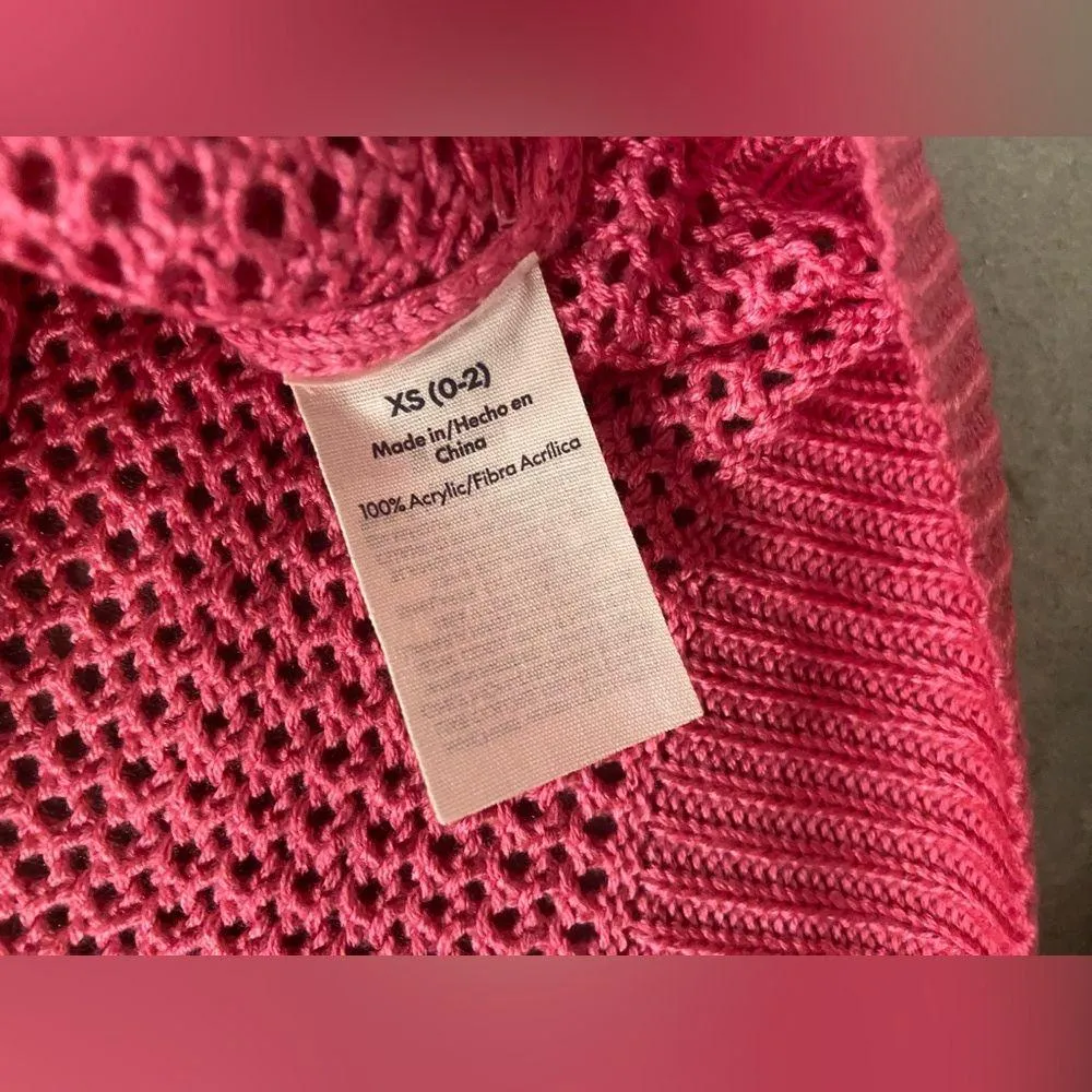 NWT No Boundaries Size XS Pink Mesh Long Sleeve Crew Neck Pullover Heart Sweater - Image 12