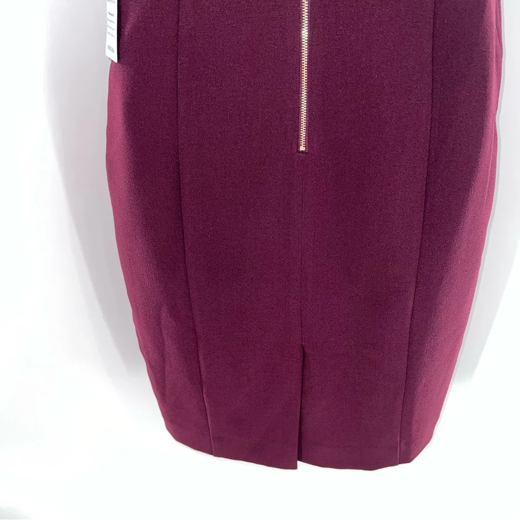 Eliza J Deep Burgundy Sheath Midi V-Neck Dress w/Reversible Fabric Belt-Size 0 - Image 7