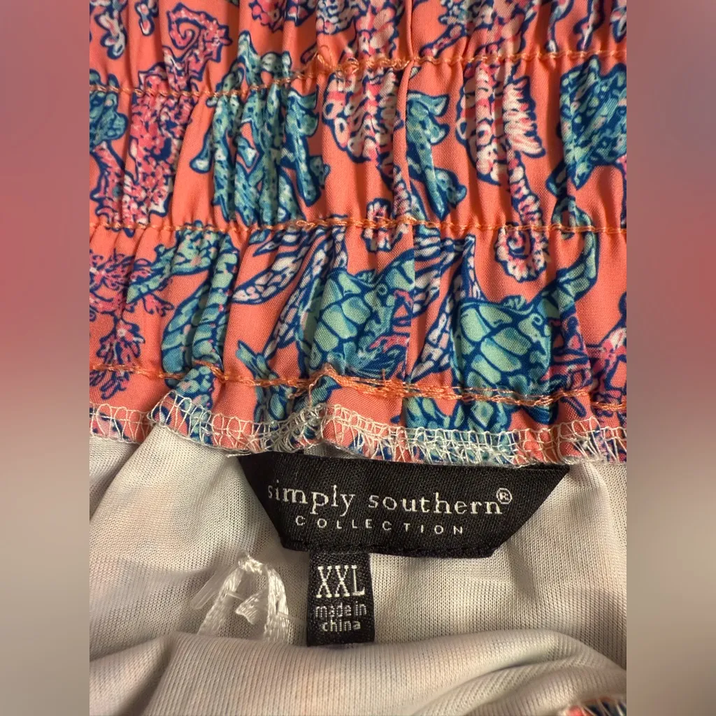 Simply Southern Pink Coral Seahorse High Rise Elastic Waist Shorts - size XXL - Image 7