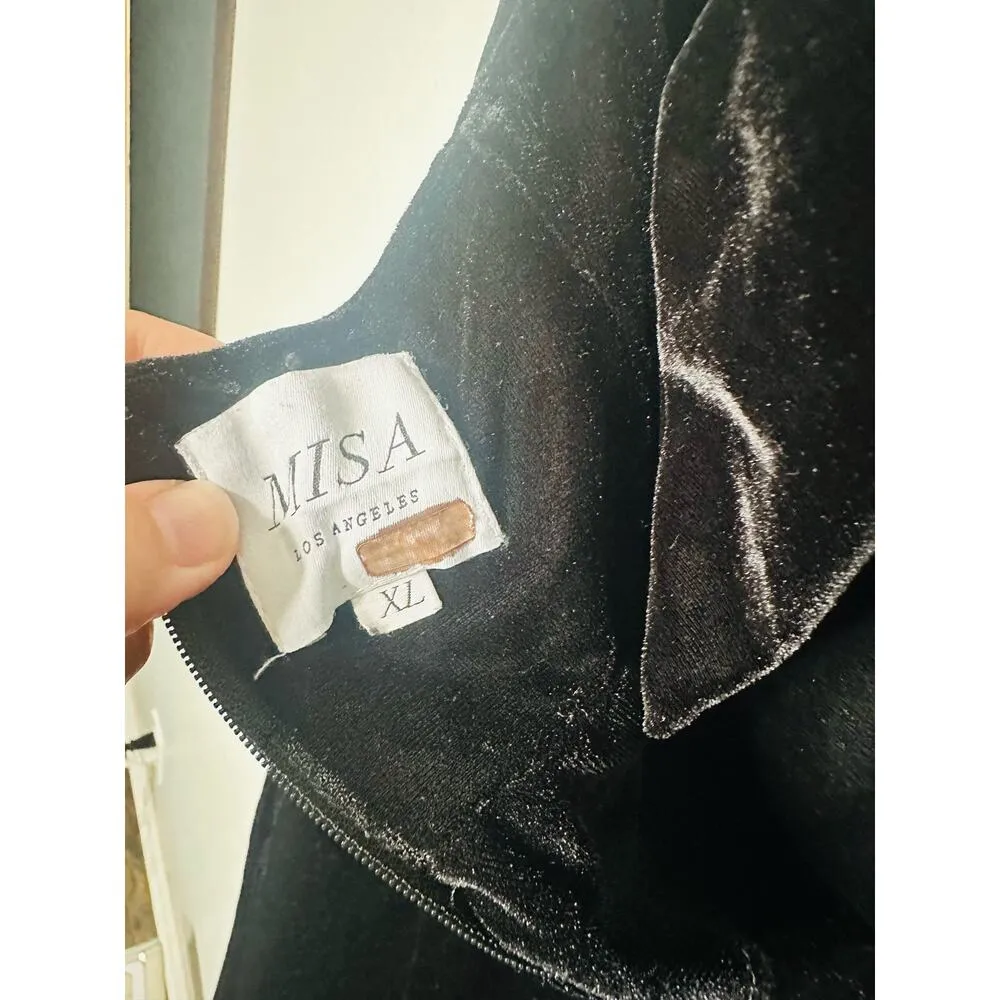 MISA Xander Black Satin Halter Sleeveless Wide Leg One Piece Jumpsuit Size XL - Image 9