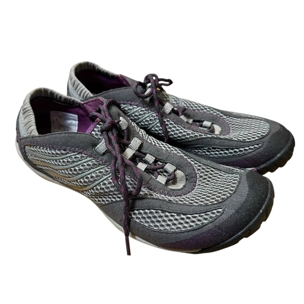 Merrell Gray Purple Mesh Barefoot Minimalist Trail‎ Running Shoes Womens - Image 2