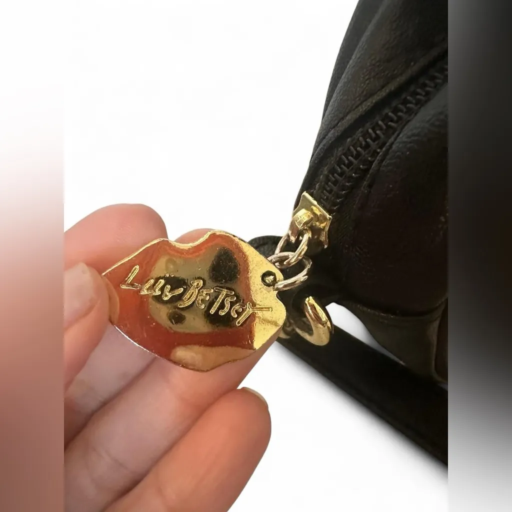 BETSEY JOHNSON LUV BETSEY black Crossbody with Gold glitter smiley face - Image 5