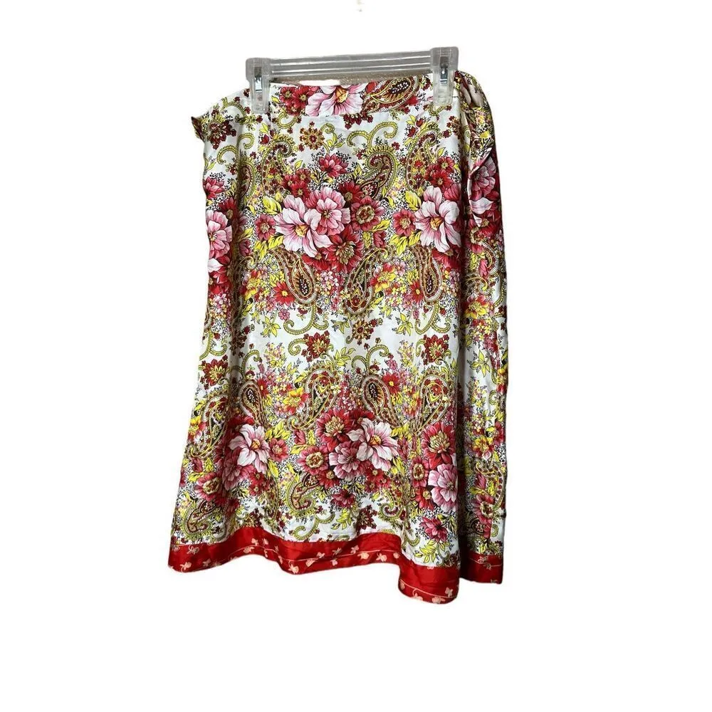 Old Navy Y2K 100% Silk Floral Paisley Print Just Below The Waist Skirt Size 10 - Image 6