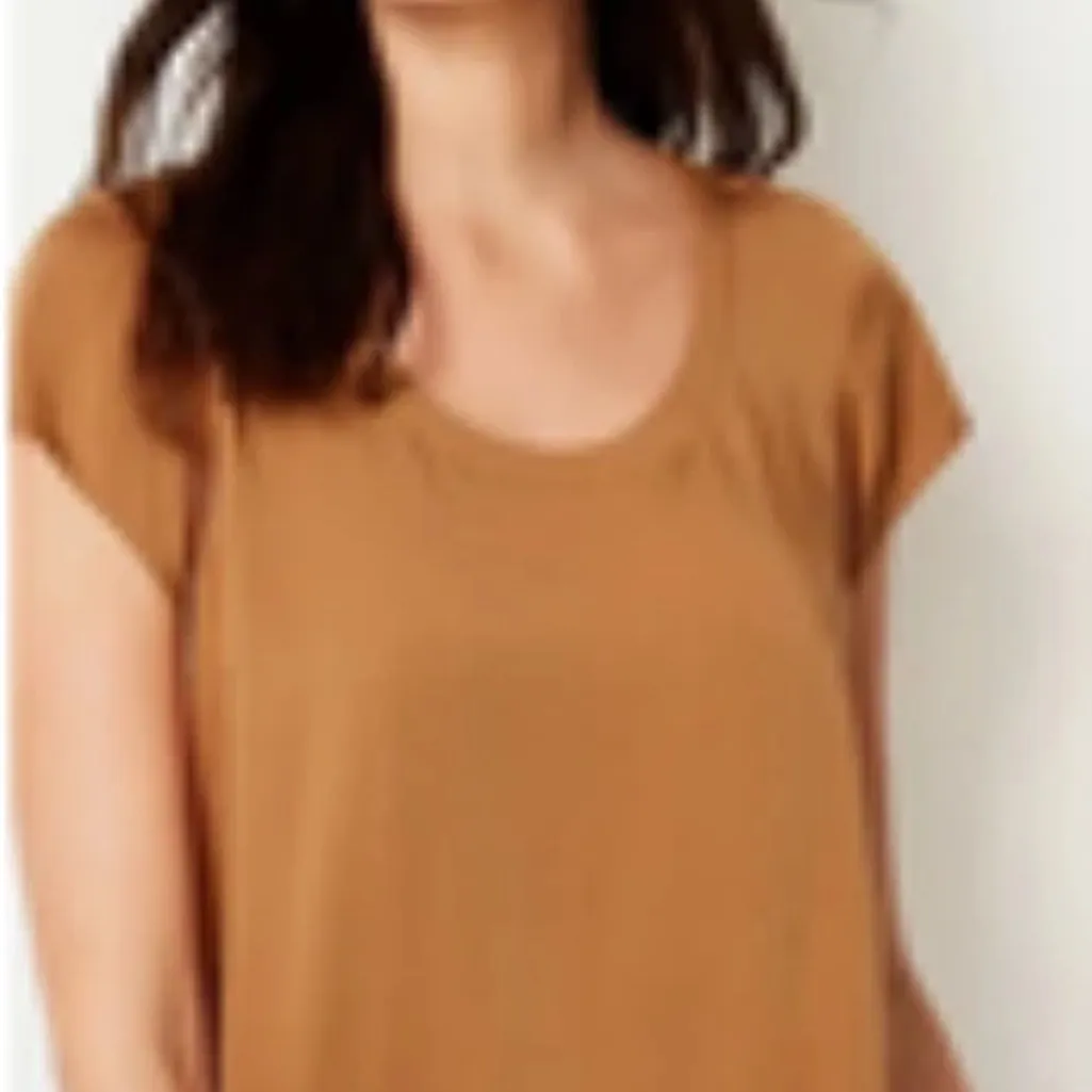 NWT PURE JILL J JILL Lenzing Ecovero Short Sleeve Top in Saffron, Sz L Brown Size L - Image 2