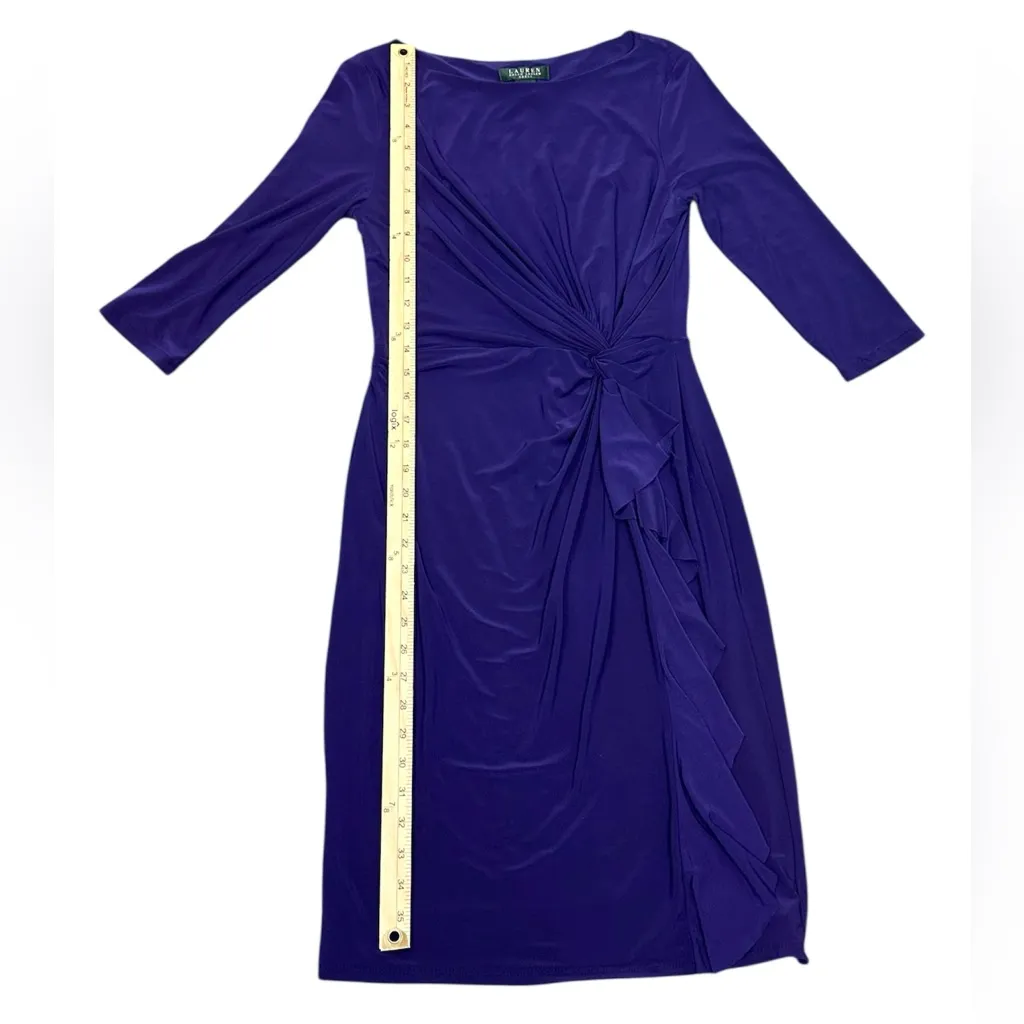 Lauren Ralph Lauren Women’s Twisted-Knot Ruched Size Ruffle Jersey Dress Size 6 - Image 7