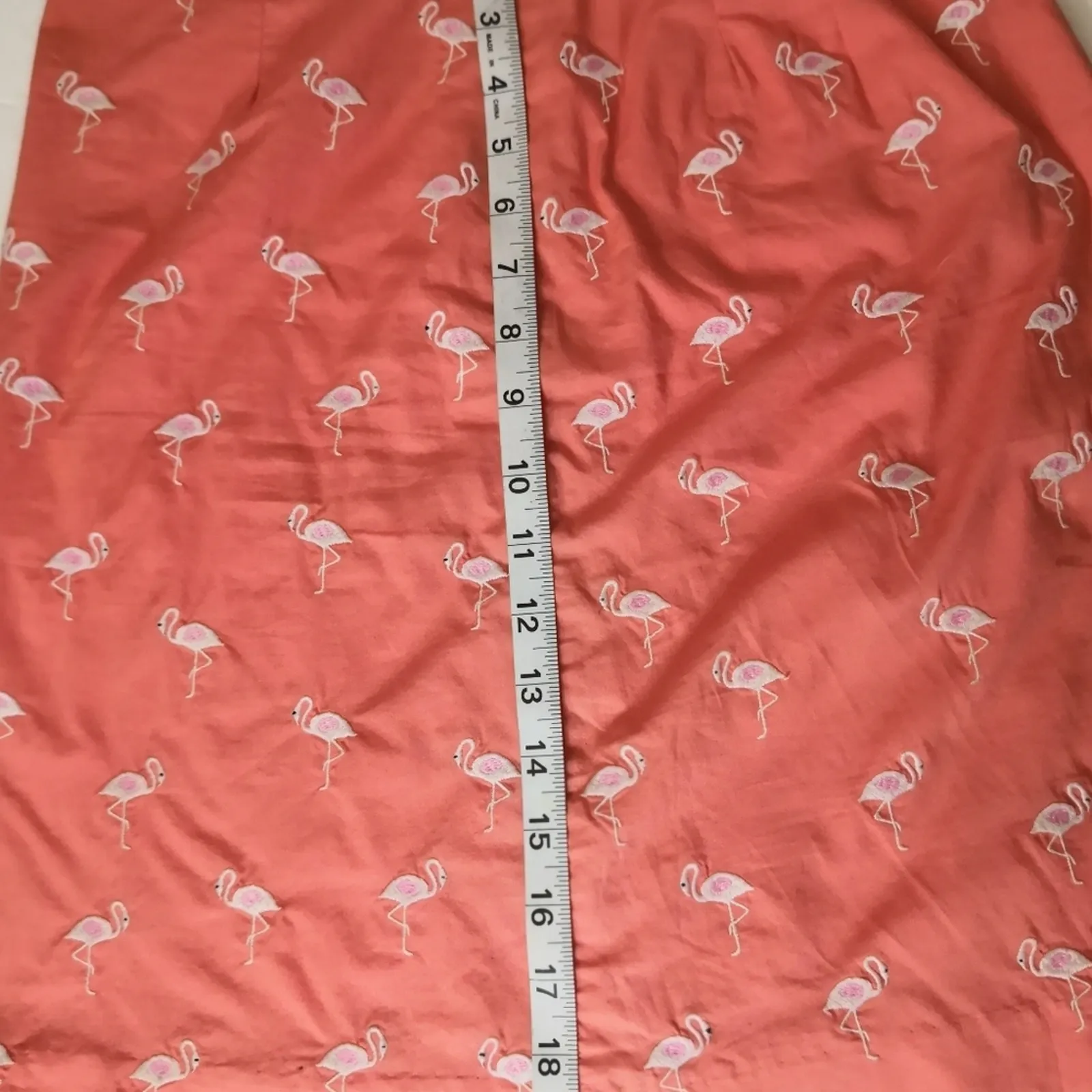 Talbots Peach Embroidered Flamingo Print Mini Skirt 2 Coconut Girl Preppy Pastel - Image 4