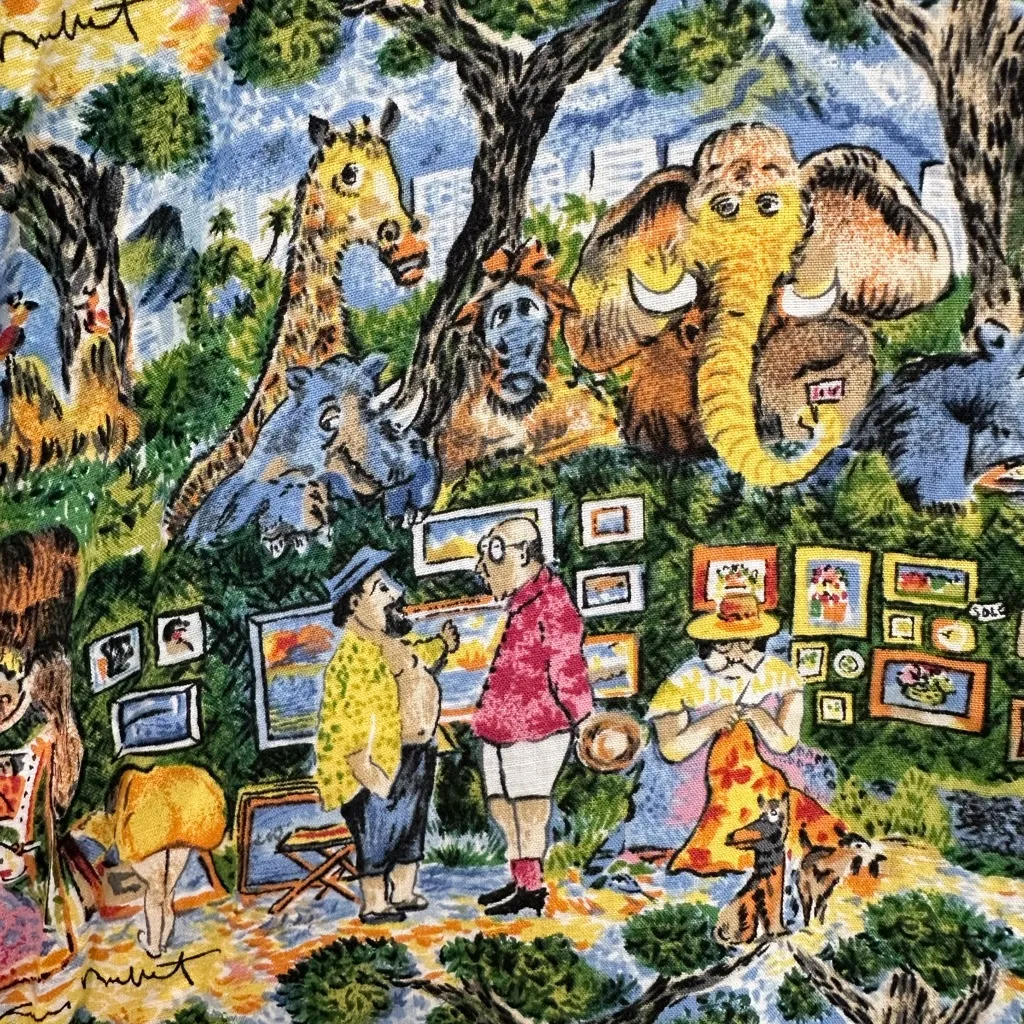 Vintage Guy Buffett Collection For Reyn Spooner 80’s Art Zoo Animal Dress Size S Green - Image 7