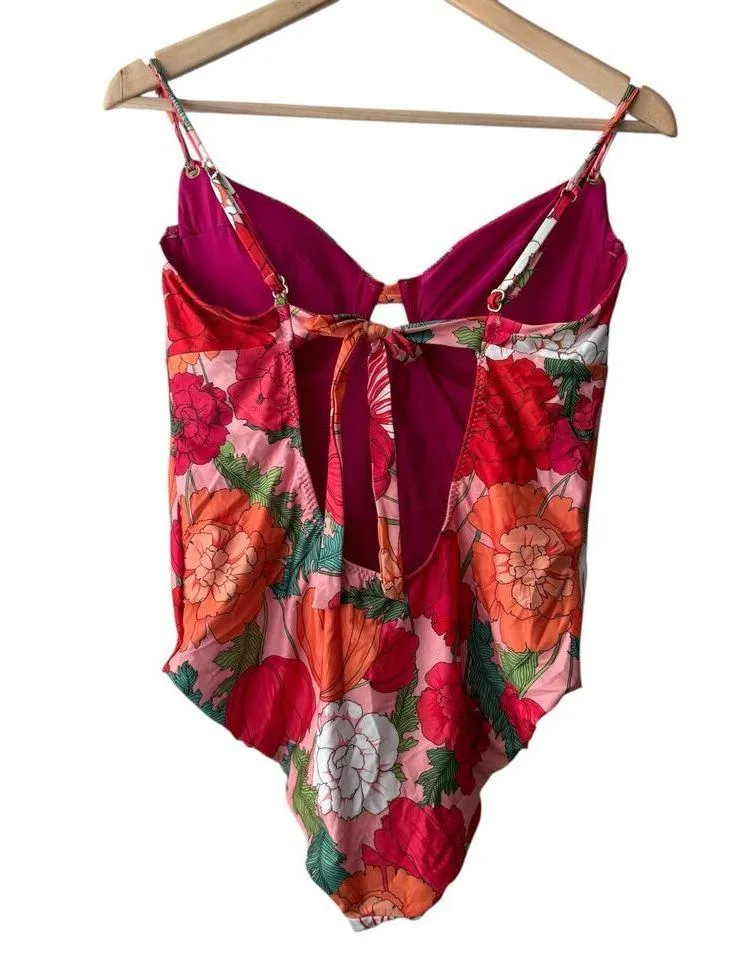 Trina Turk Sunny Bloom Floral Underwire One Piece Tie Back Swimsuit Size 14 - Image 12