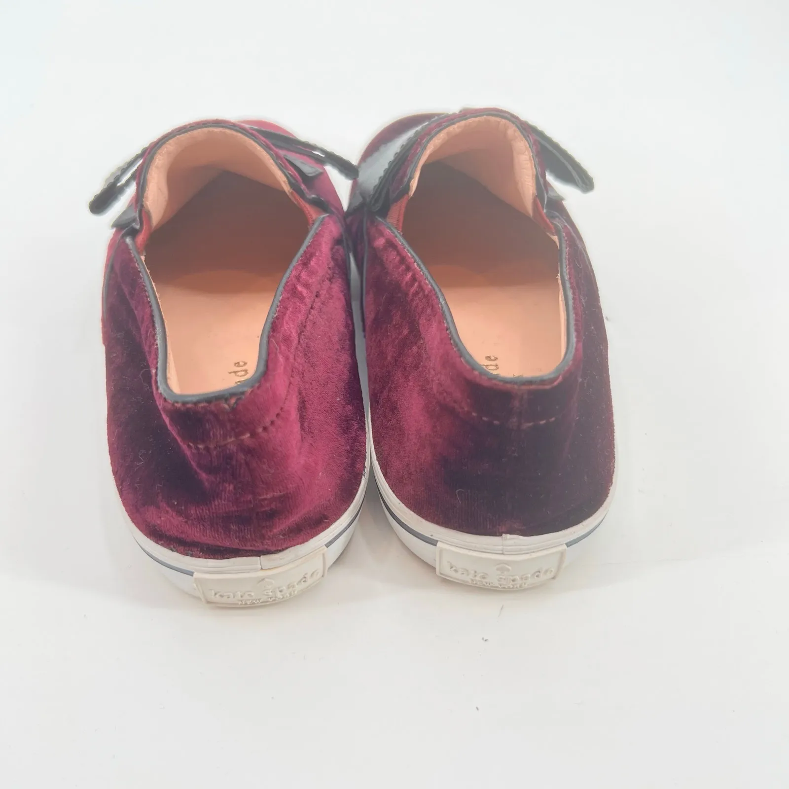 Kate Spade Delise 2 burgundy velvet leather bow slip on accent sneakers size 6.5 - Image 6