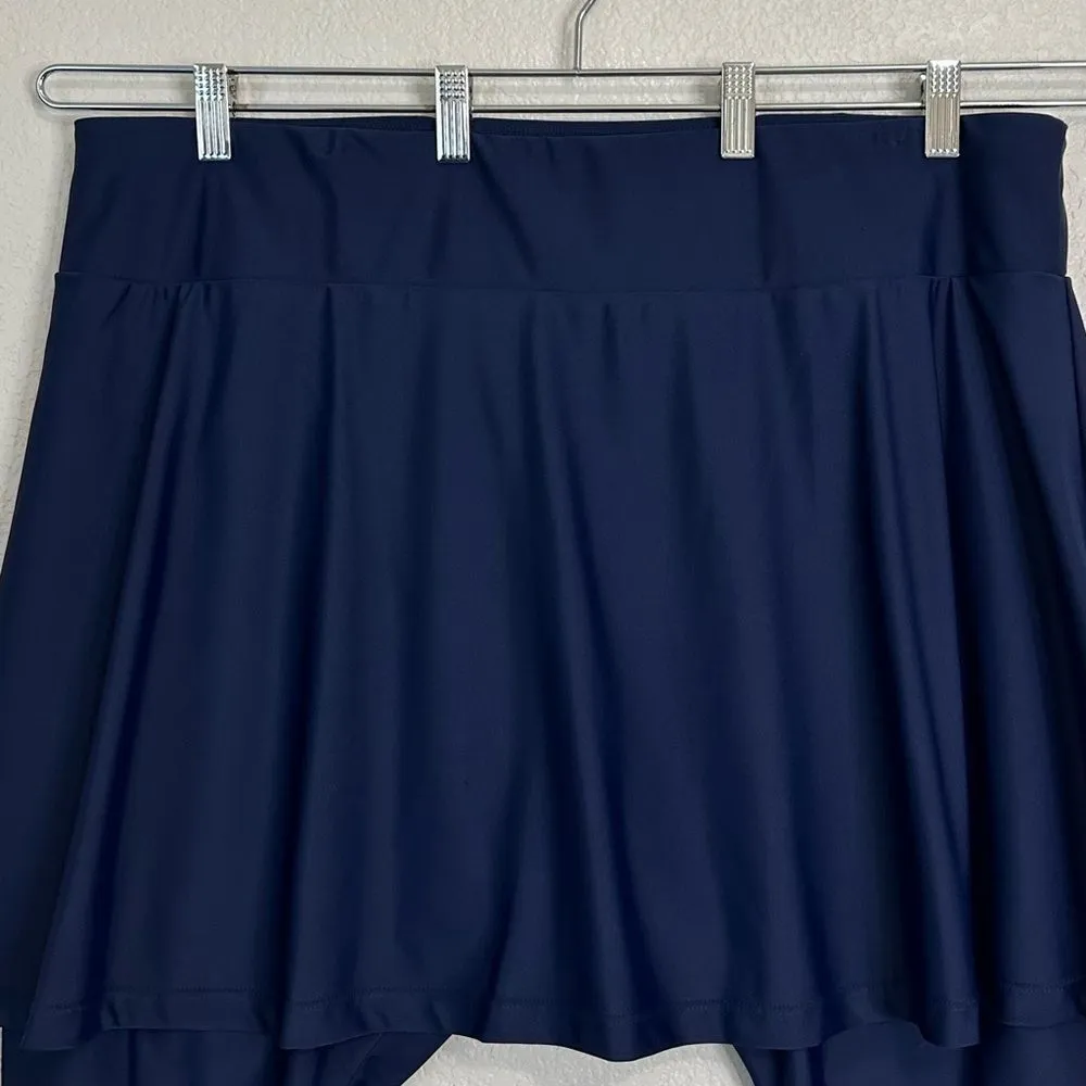 NWT ModLi UPF 50+ Navy Blue Midi Swim Skort, Size 3X - Image 3