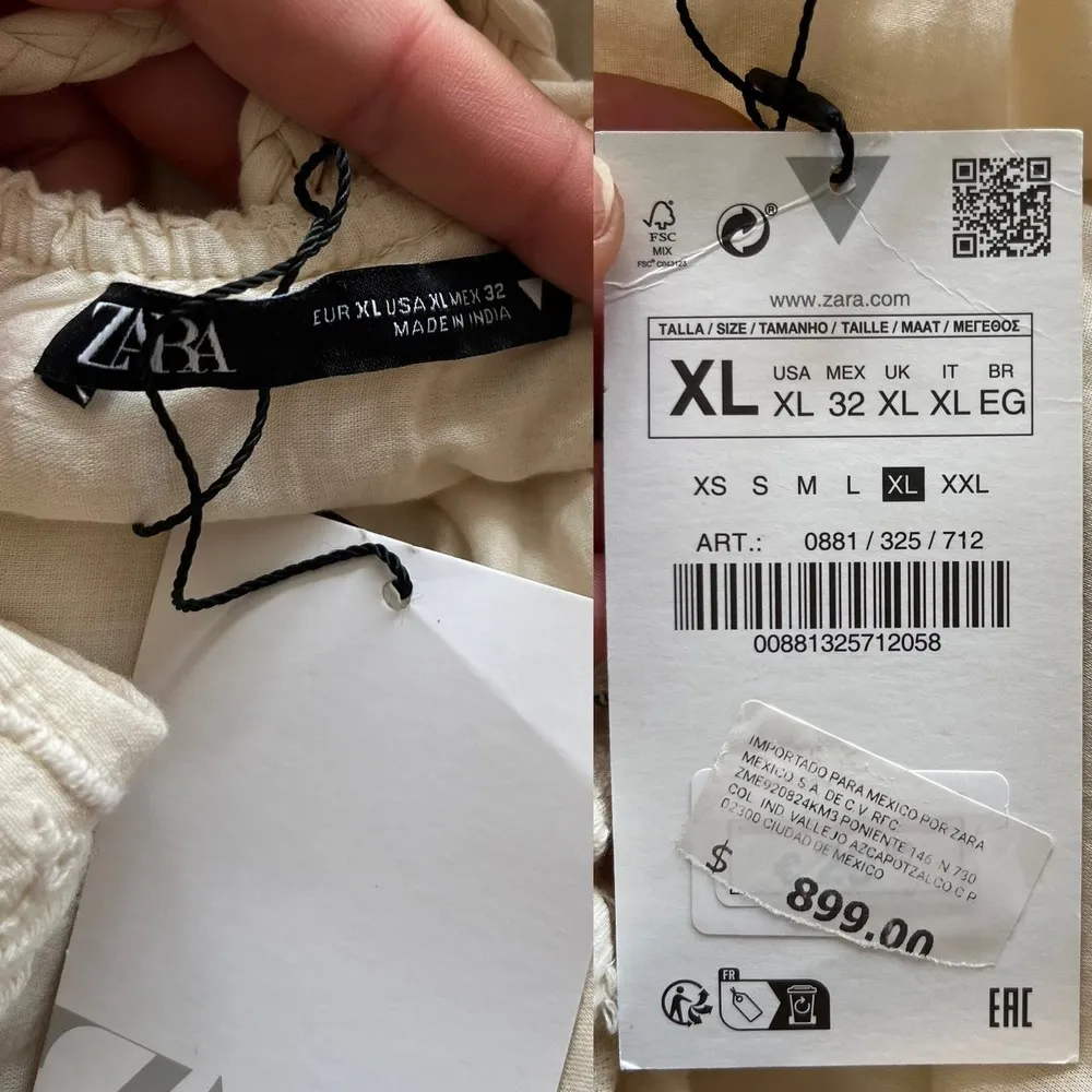 ZARA Mini Dress with Studs Sleeveless V-Neck Braided Straps Ecru White XL NWT - Image 6