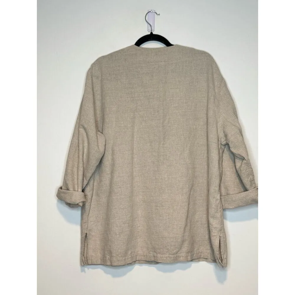 Lands End Womens Linen Buttton Down Lightweight Jacket Lagenlook SIZE xL - Image 2