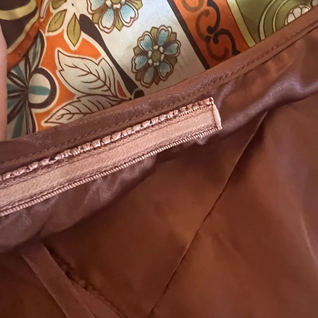 Nicole Miller Halter Scarf Satin Dress 6 Boho Floral Hippie Gypsy Festival Orange - Image 8