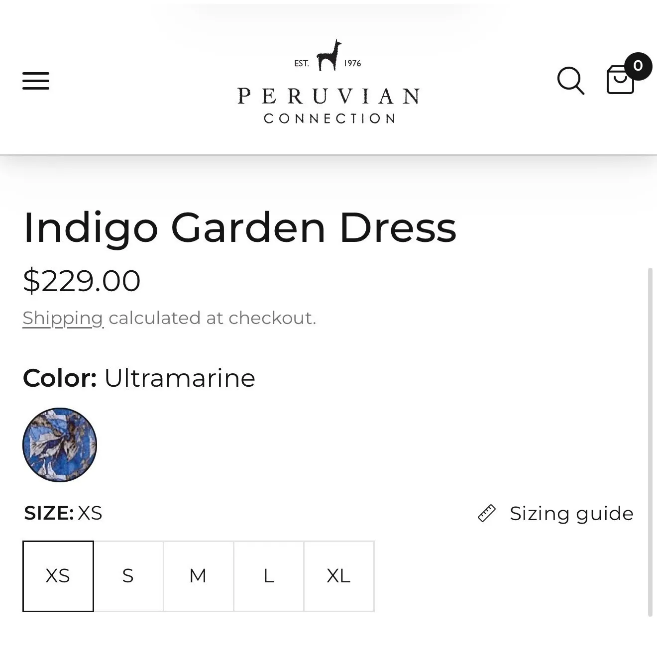 Peruvian Connection NWT Indigo Garden Dress Ultramarine Floral Pima Cotton XS - Image 3