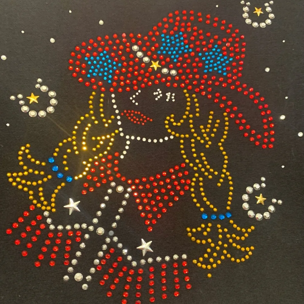 Quaker Factory Vintage Cowgirl Rhinestone Black 1X Sweatshirt. 2006 - Image 2