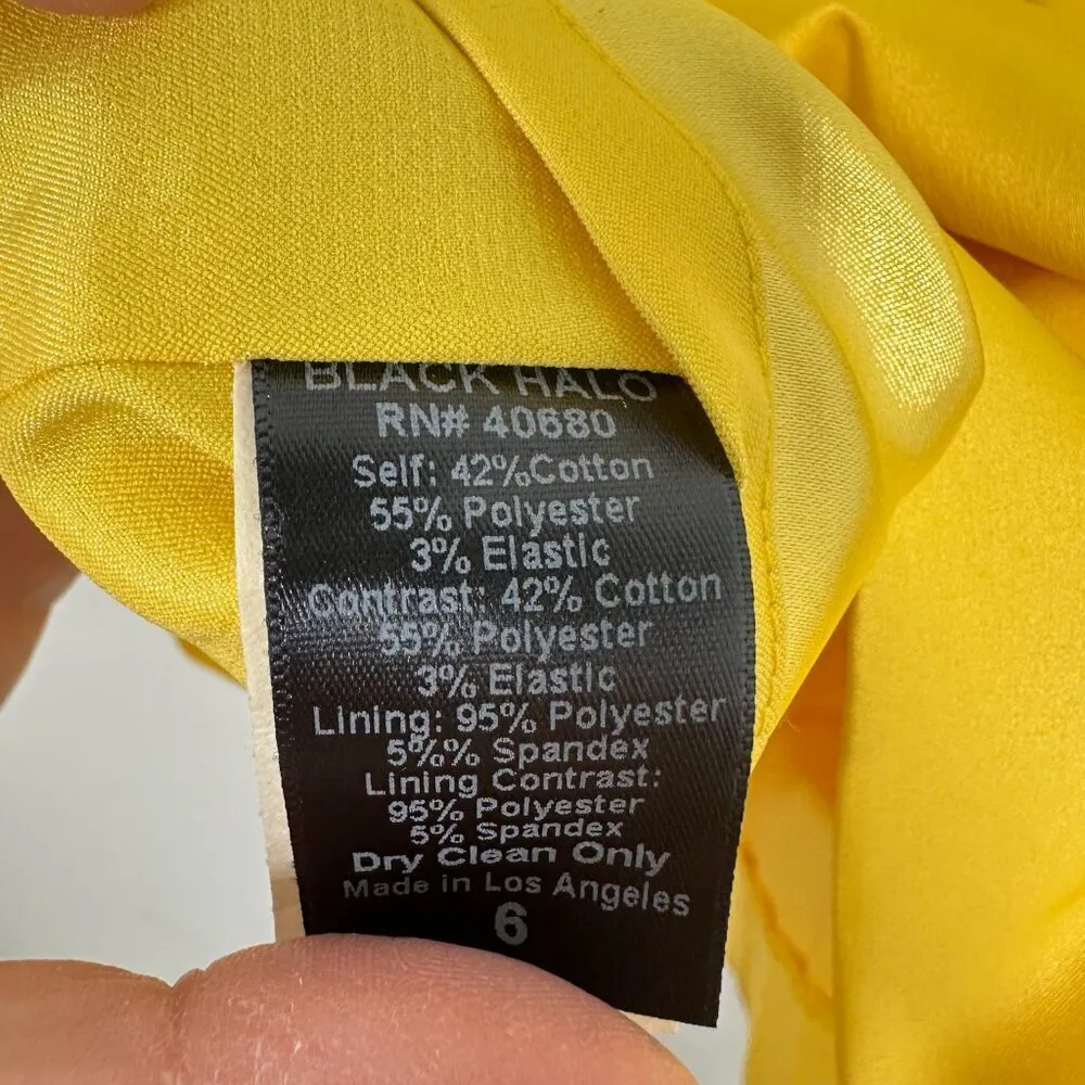 Black Halo Size 6 Cocktail Dress Canary Yellow Mini Summer Wedding Guest‎ Event - Image 4