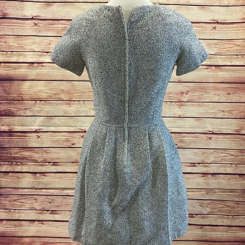 Club Monaco Knit Black & Beige V Neck Lined Fit & Flare Dress, Size 4 - Image 6