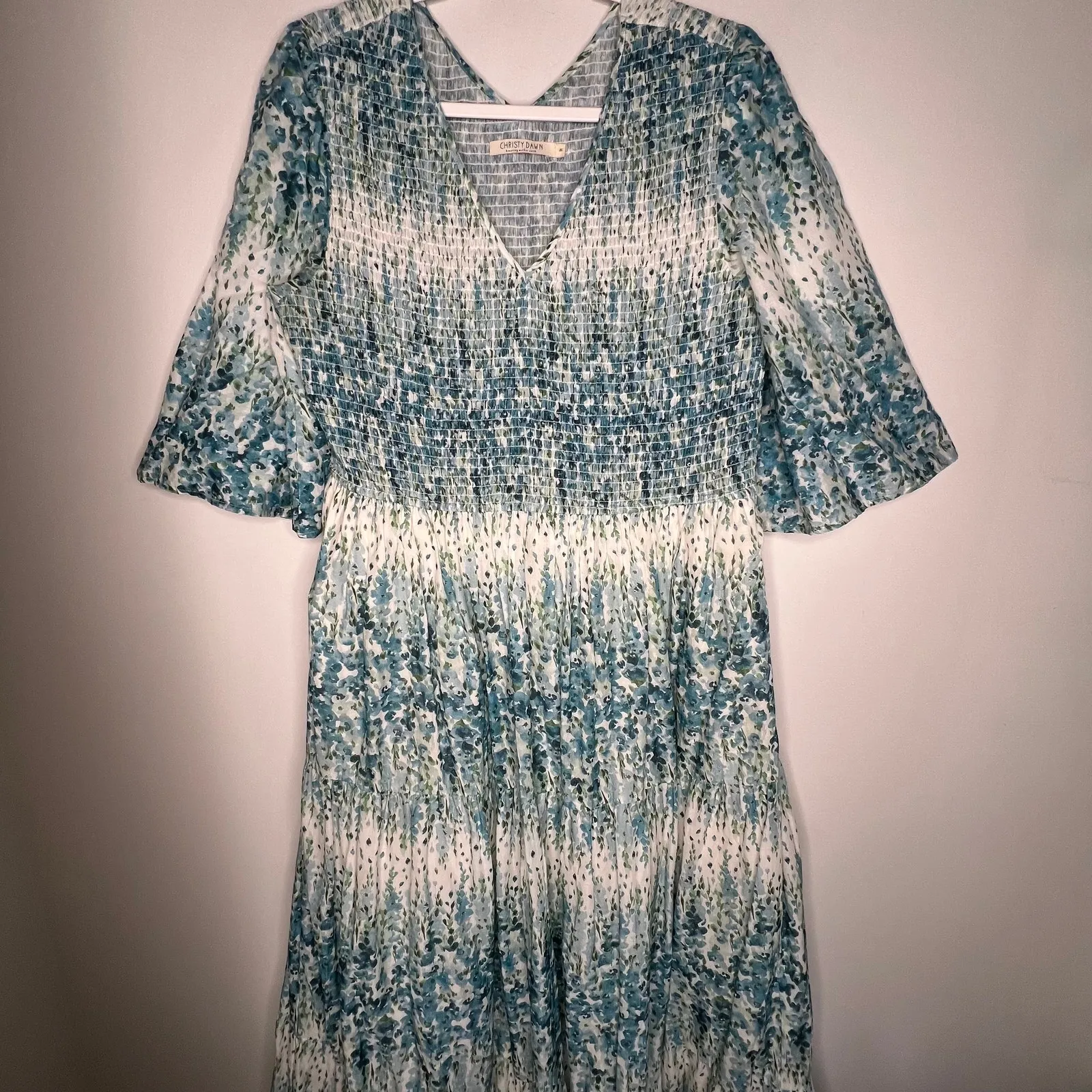 Christy Dawn Blue & Green Floral Basil Maxi Dress Size XL - Image 4
