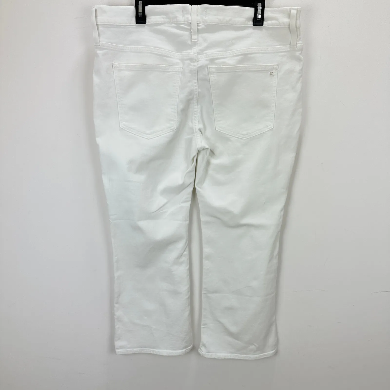 Madewell Petite Kick Out Crop Jeans Pure White Stretch Mid Rise Flare US 33P NWT - Image 10