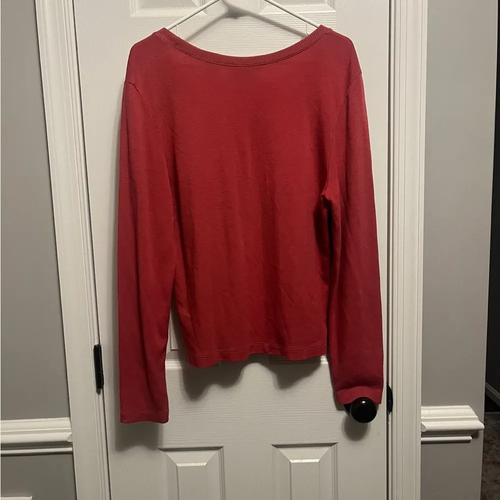 Eddie Bauer Womens L Pullover Long Sleeve Scoop Neck T Shirt Coral - Image 2