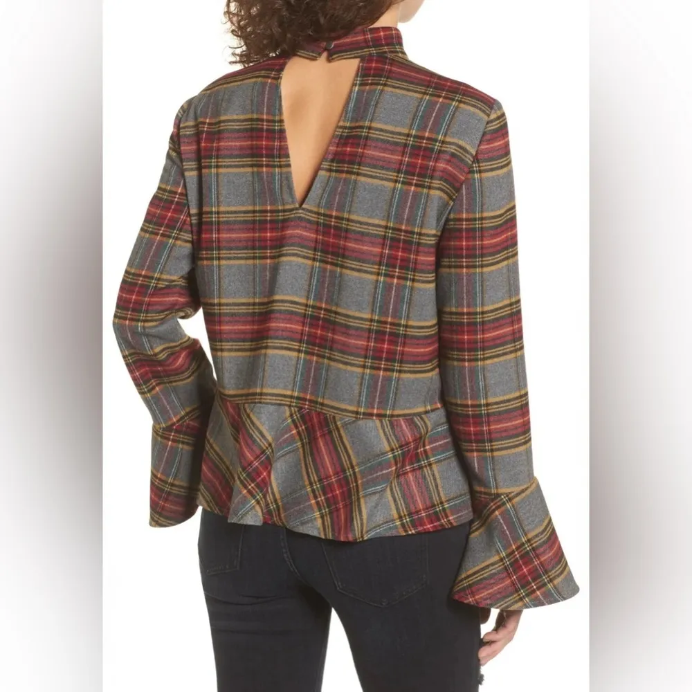BP Plaid Flare Sleeve Top - Image 6