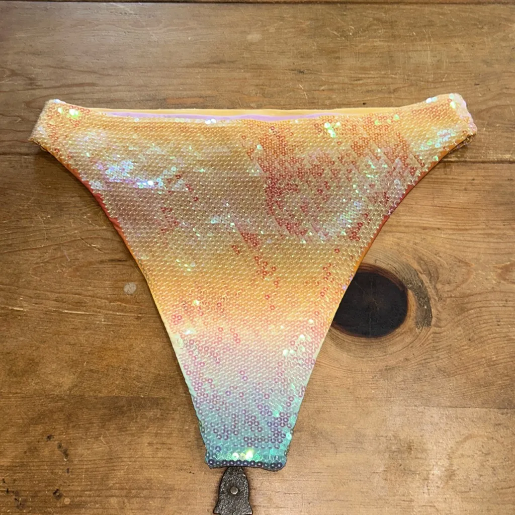 DANNIJO Gianni Bini 1Sequin Bikini Bottom in Yellow and Green Bikini Bottoms XL - Image 5